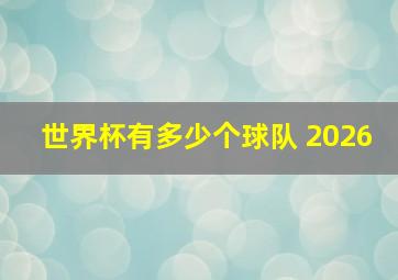 世界杯有多少个球队 2026